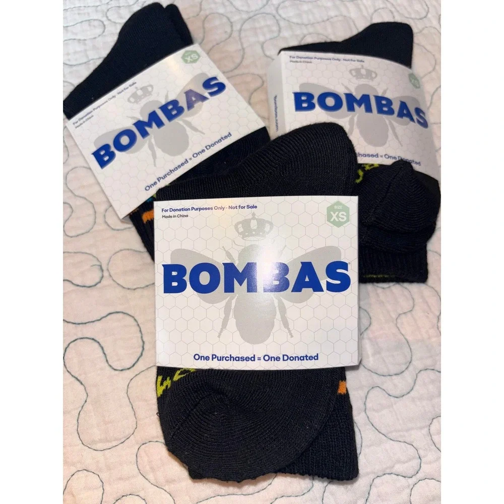 Bombas Ankle Socks Black XS Honeycomb Arch Support 3 Pairs